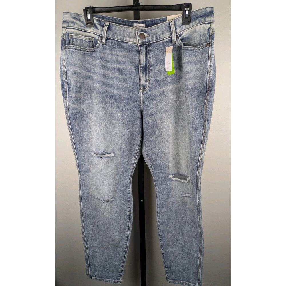 Lane Bryant Body Icon Curvy Fit High Rise Jeans Distressed Holes